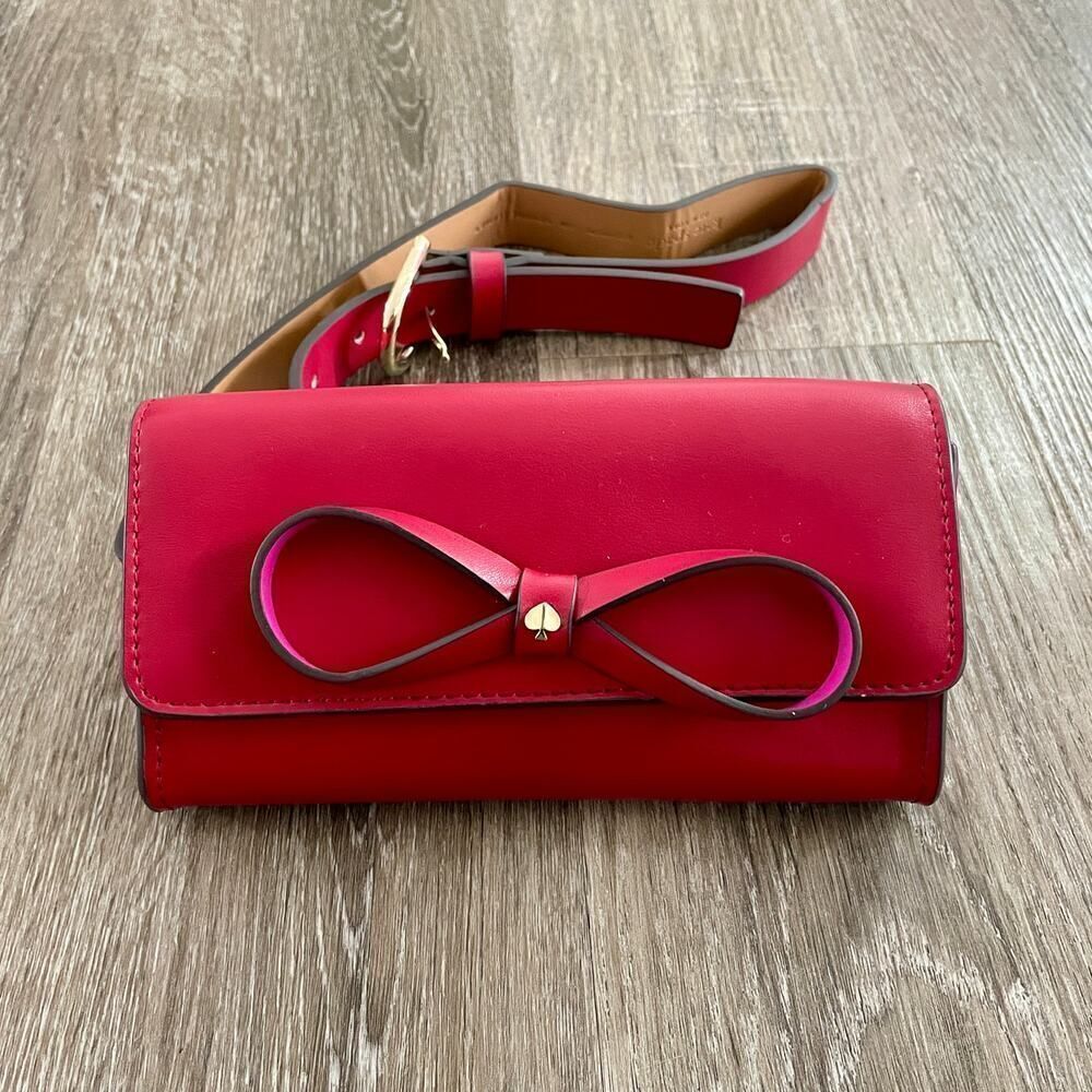 Kate Spade Red Bow Belt Bag Adjustable Leather S/M